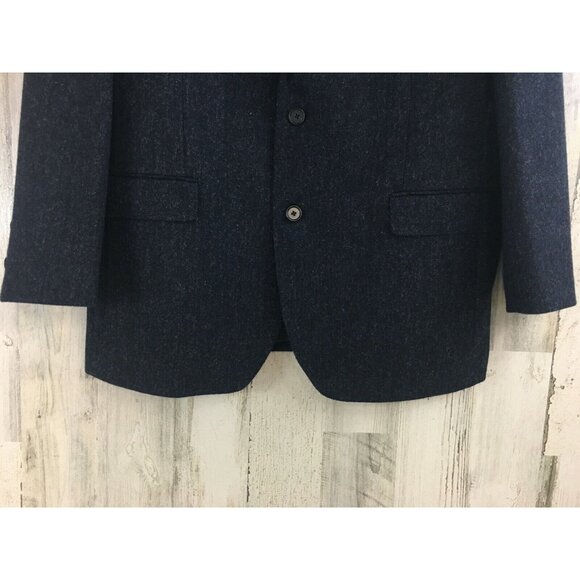 Brooks Brothers Tweed Shetland Cheviot UK Milano Navy Wool 2 Btn Blazer 46R - Picture 3 of 16